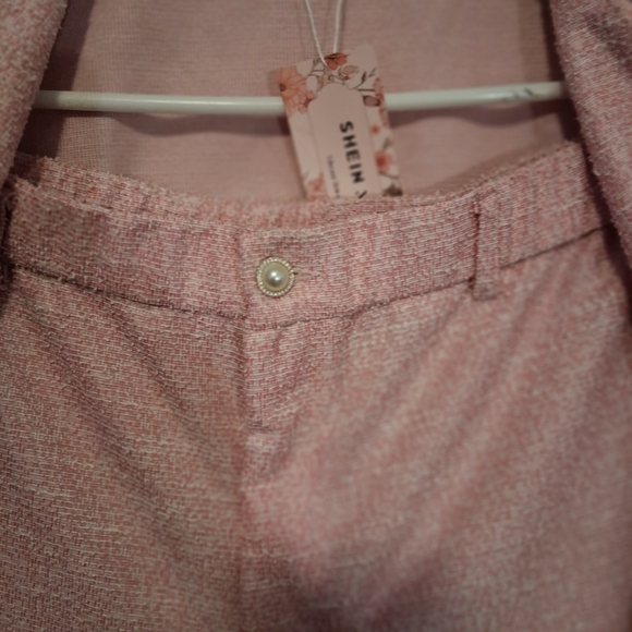 Gorgeous Shein Curve 2X Pink Faux Tweed 2-Piece Wide Leg Suit - Picture 7 of 8